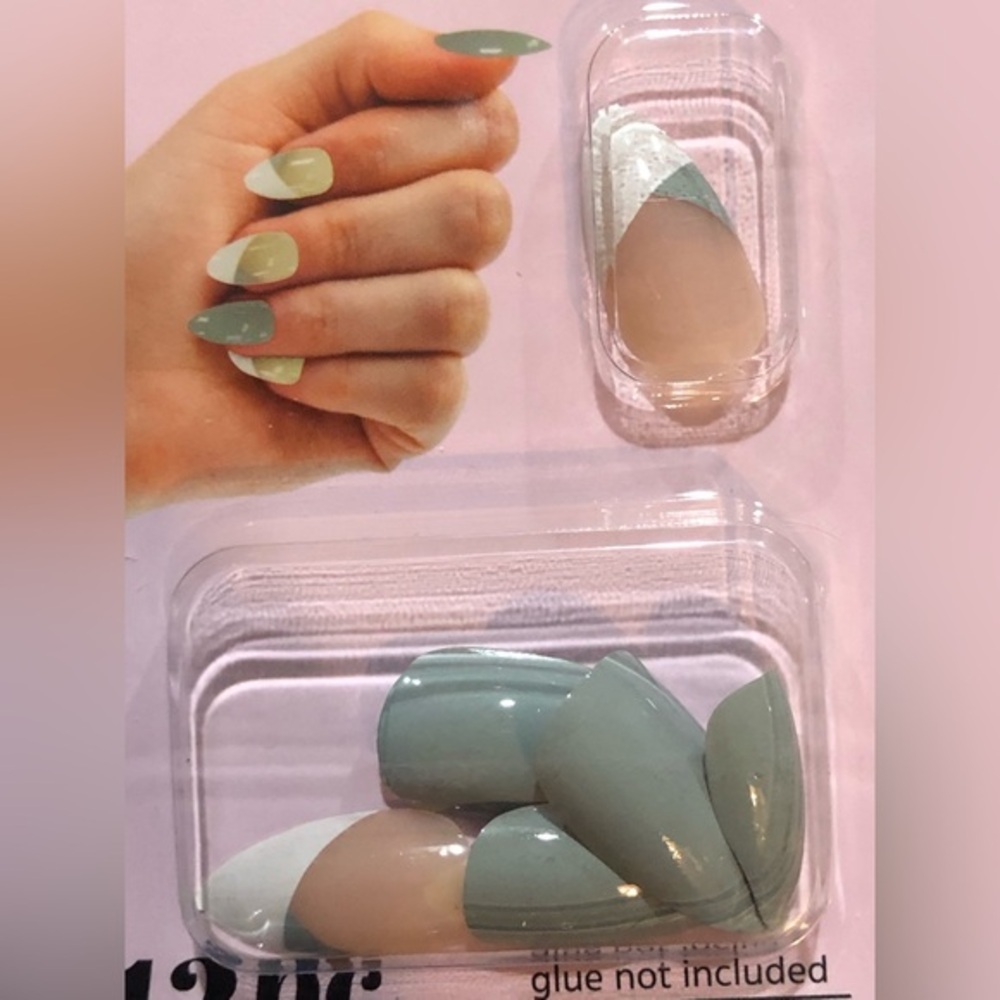3 for $10! Nude gray white colorblock stiletto shaped nail tip extensions FREE‎